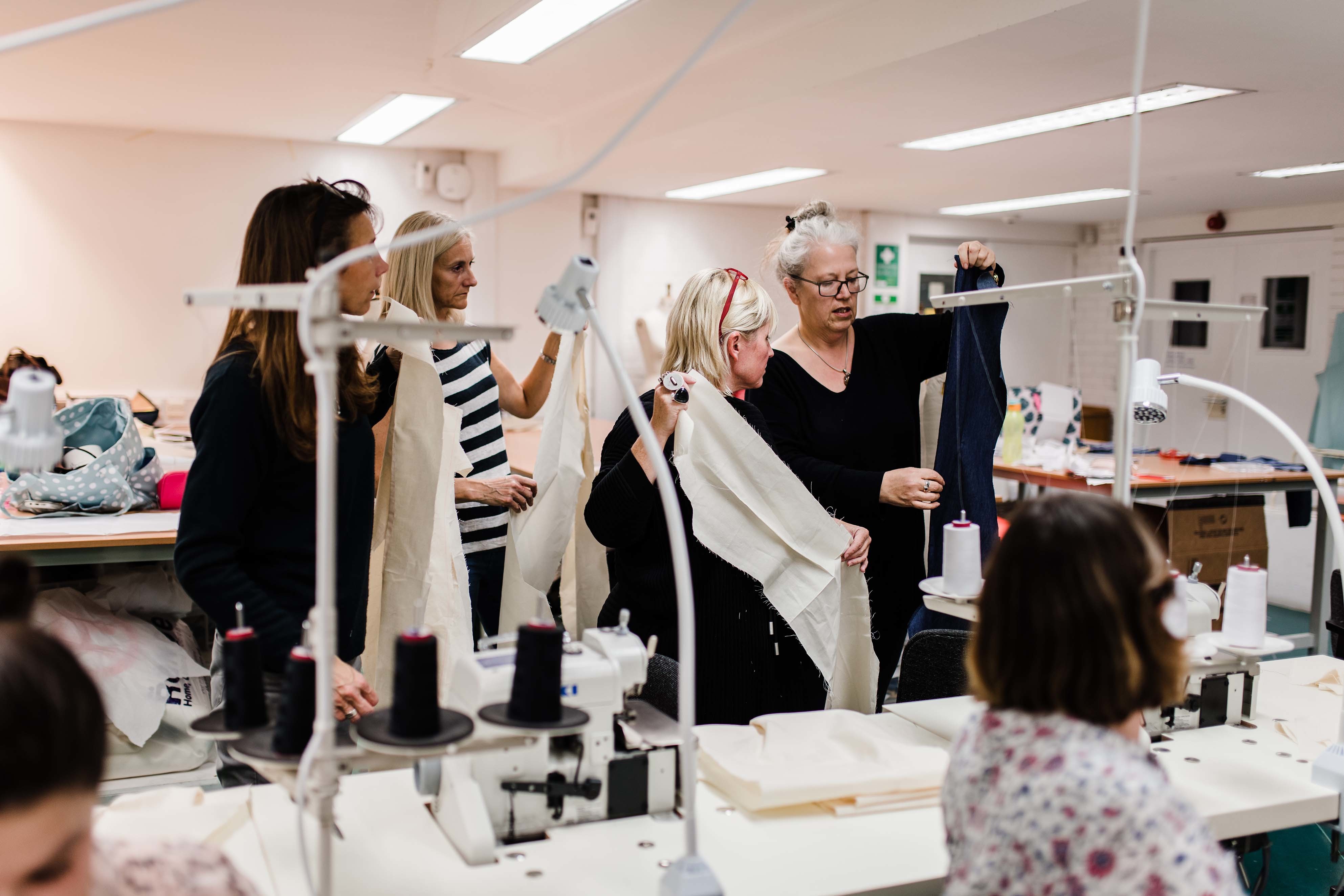 student in pattern cutting class