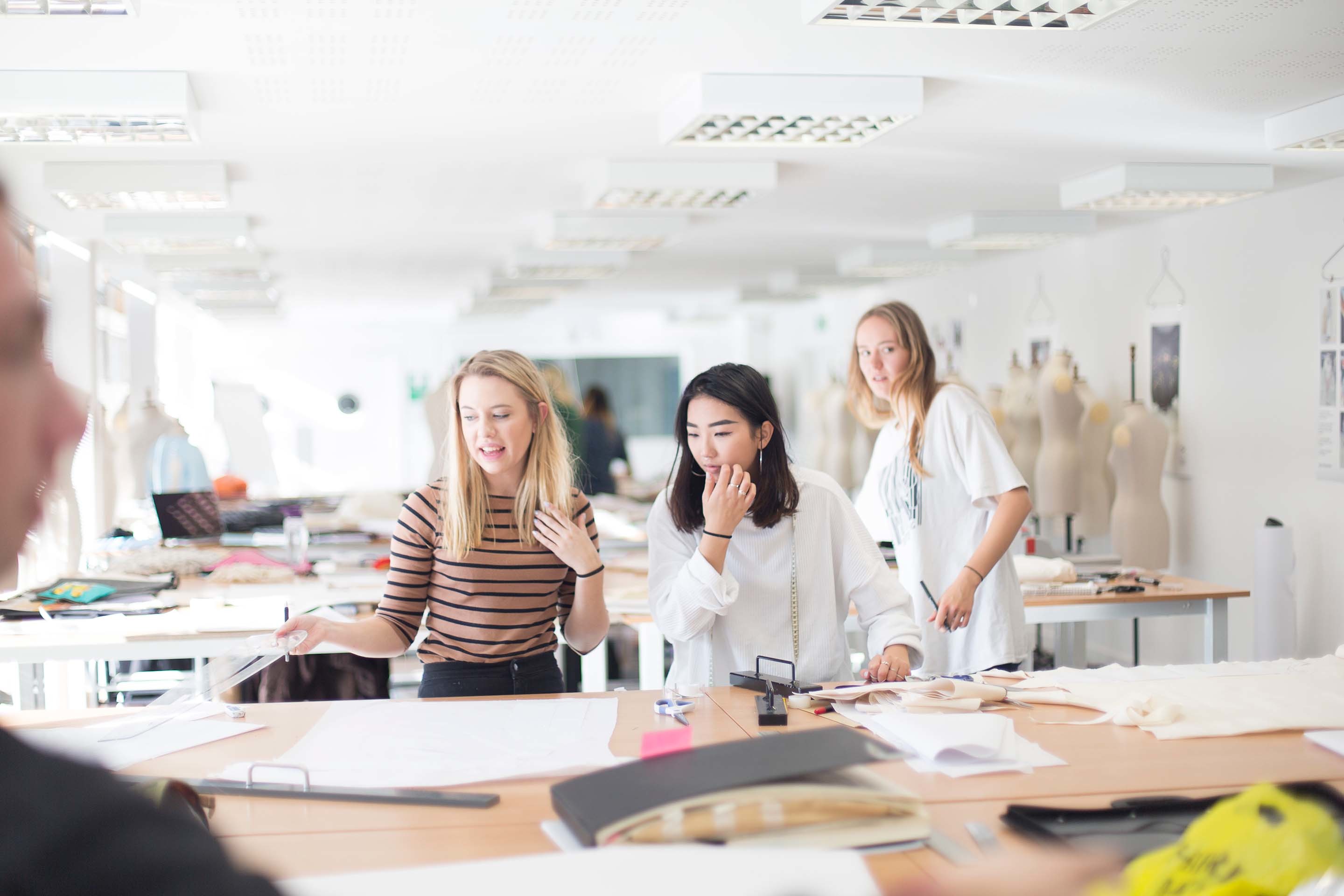 student in pattern cutting class