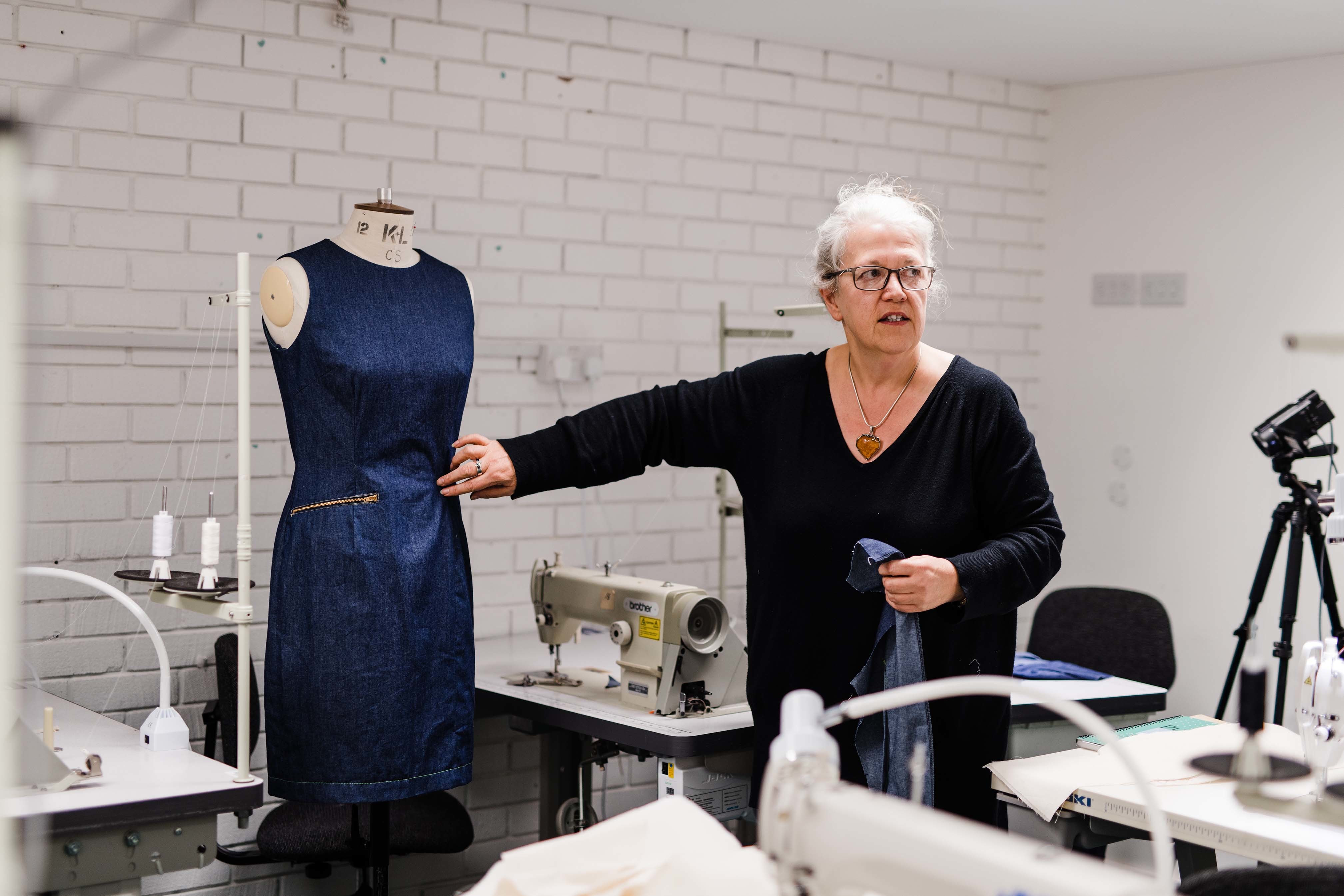 student in pattern cutting class