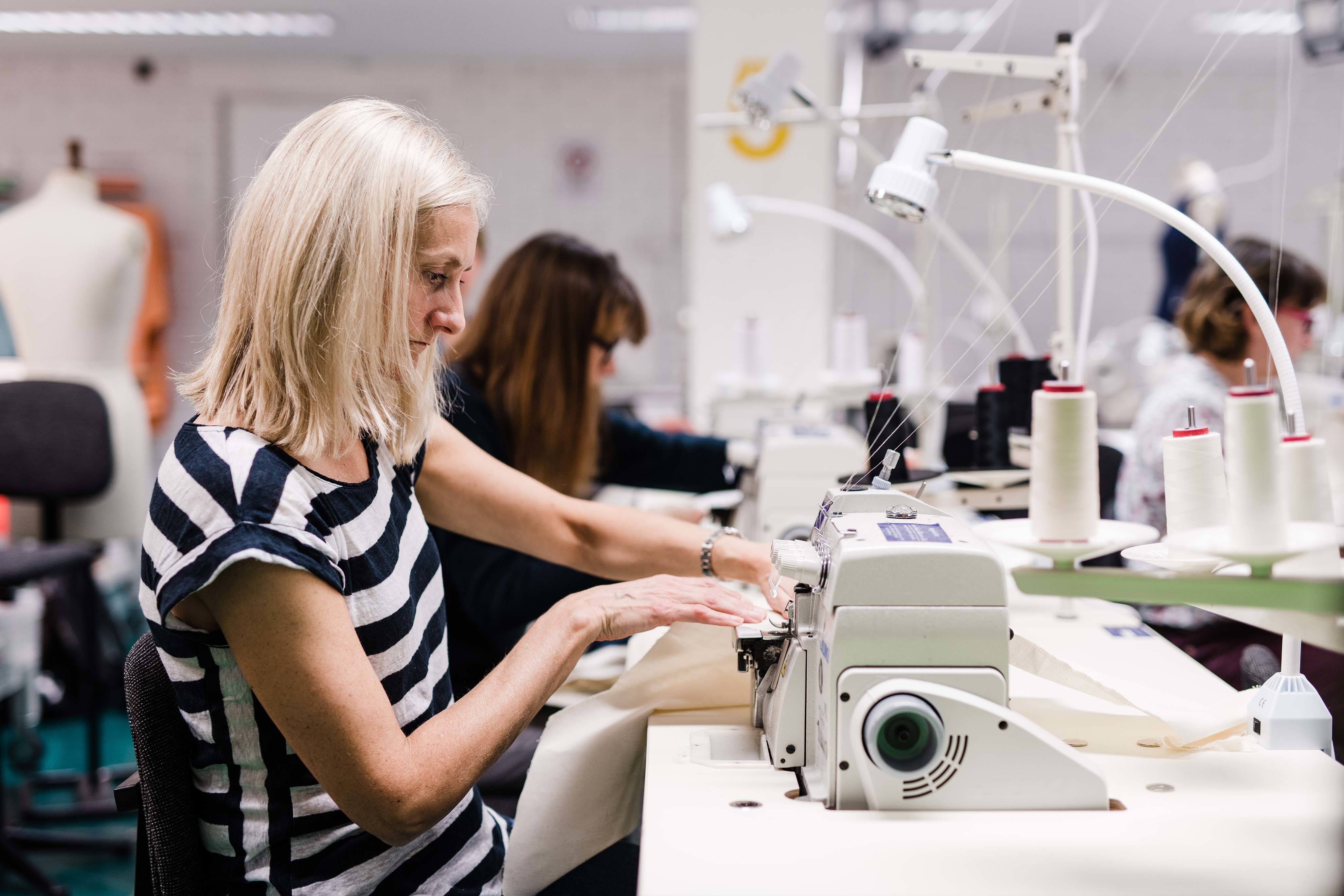 student in pattern cutting class