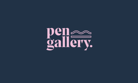 Dark blue background and a pink Pen gallery logo overlayed