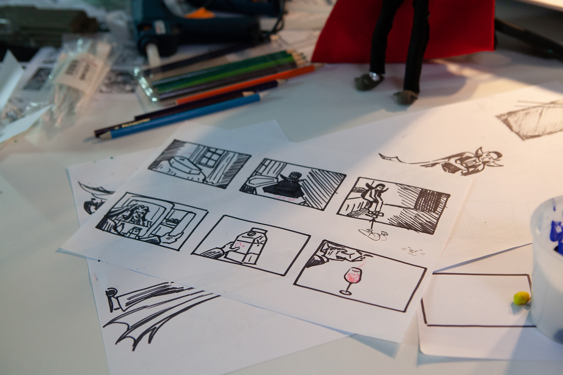 A close up of a story board