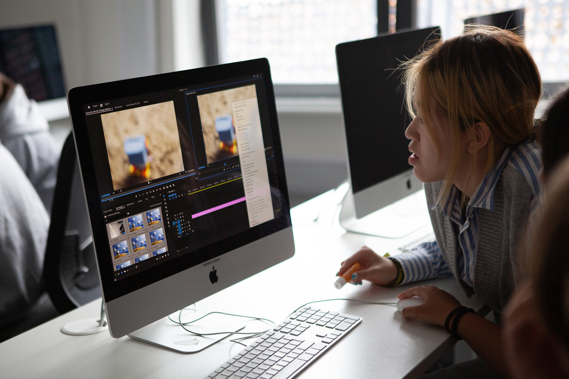 A student is creating an animation on a PC