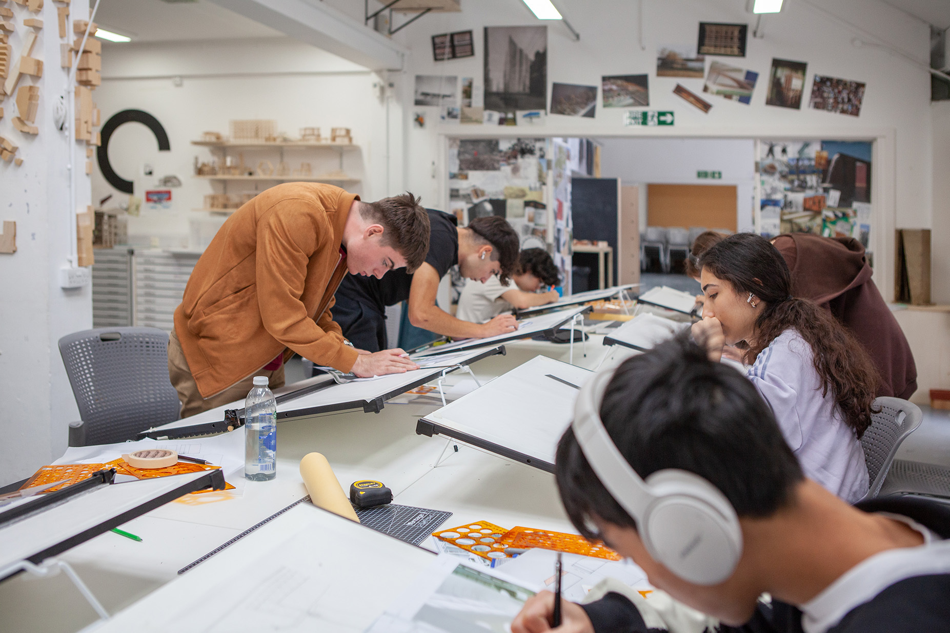 Students working