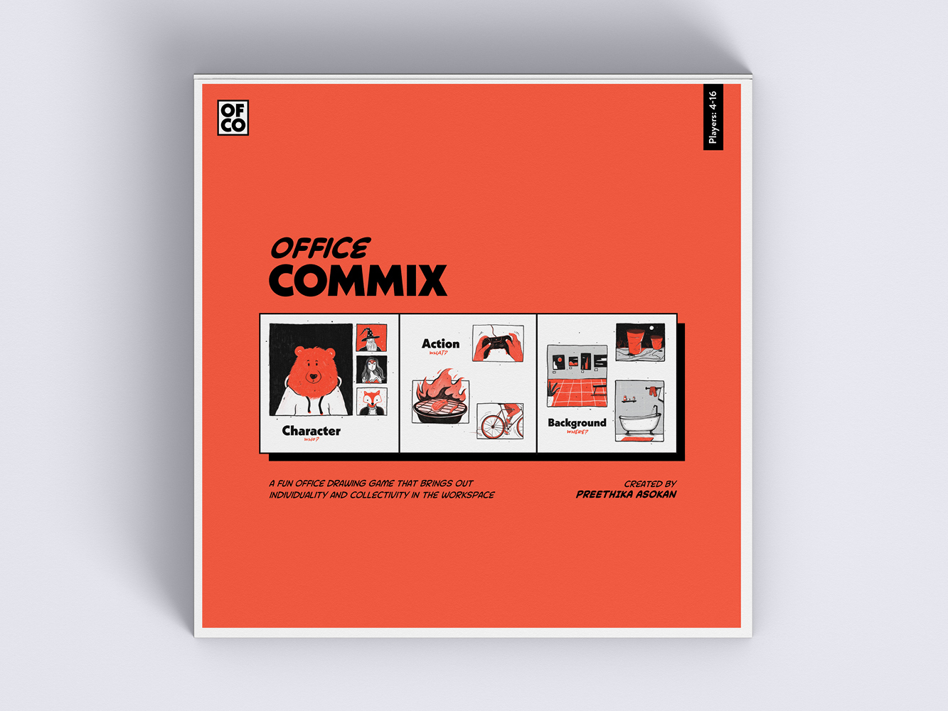 A poster showing a three-panel comic strip. The title 'Office Commix' appears above the strip.