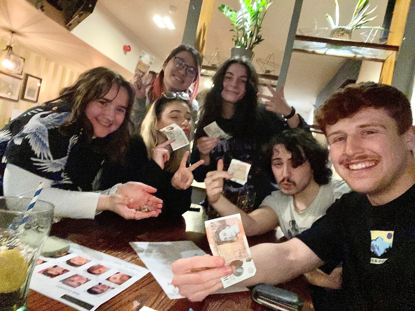 A group of BA (Hons) Animation students at a pub quiz.