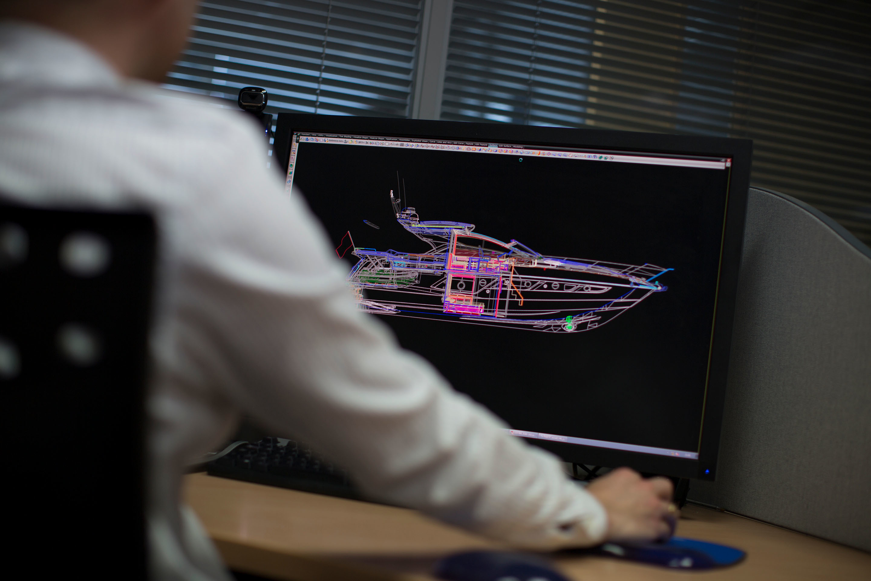 Sunseeker employee working on digital boat design