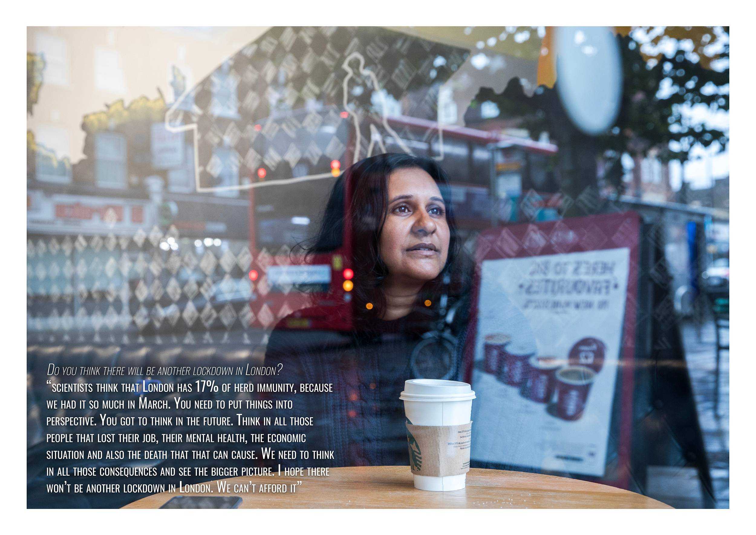 Woman sat in cafe