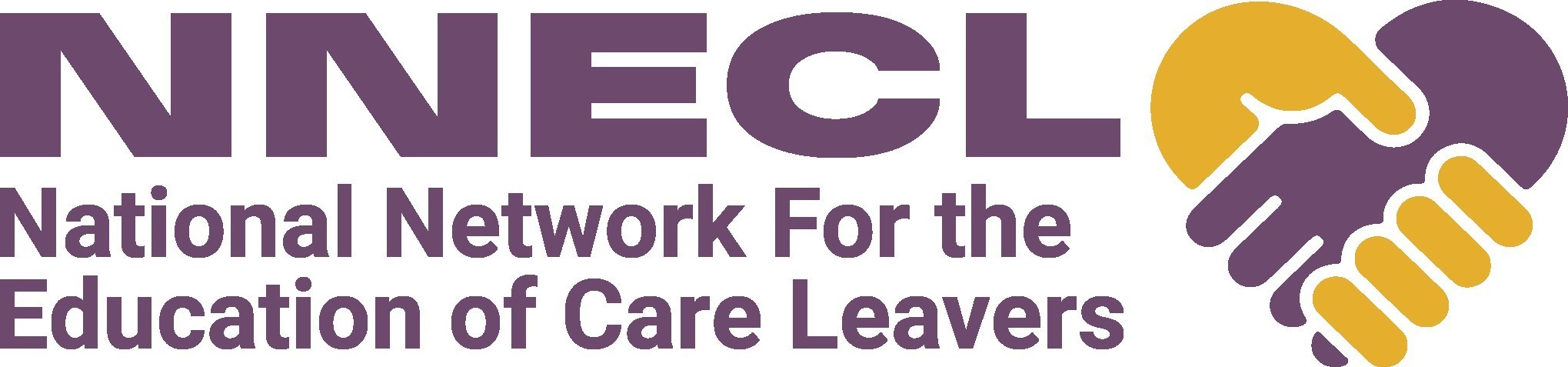 White banner with NNECL logo, showing two hands in a handshake, and text beneath it reading "National Network For the Education of Care Leavers".