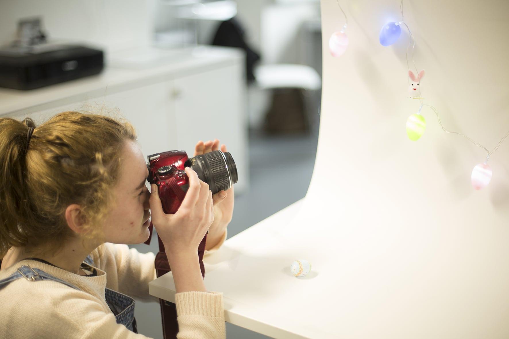 Student using a camera