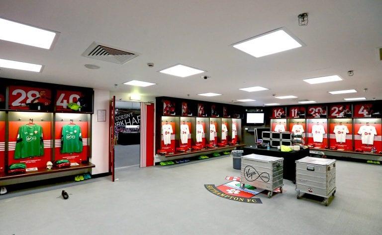 Southampton FC dressing room at Wembley Stadium.