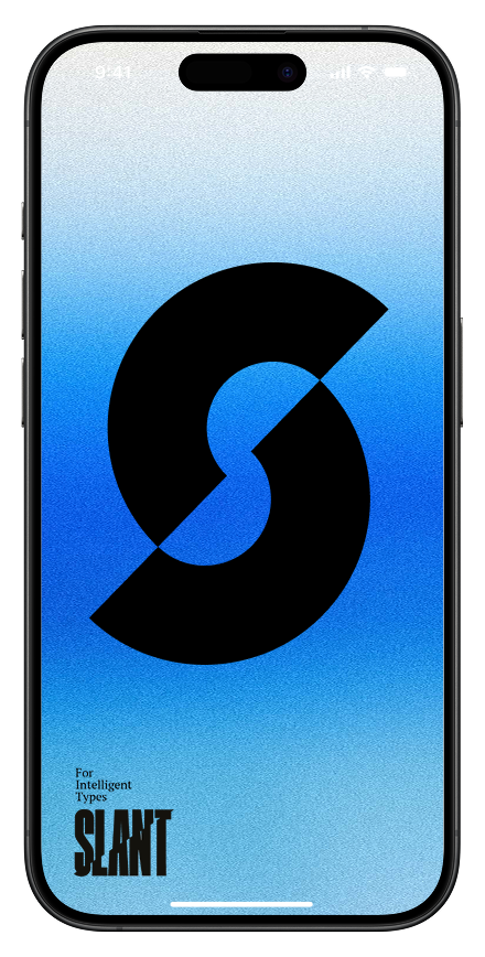 A smartphone screen showing the SLANT logo on a blue gradient background, with small text reading “For Intelligent Types” near the bottom.
