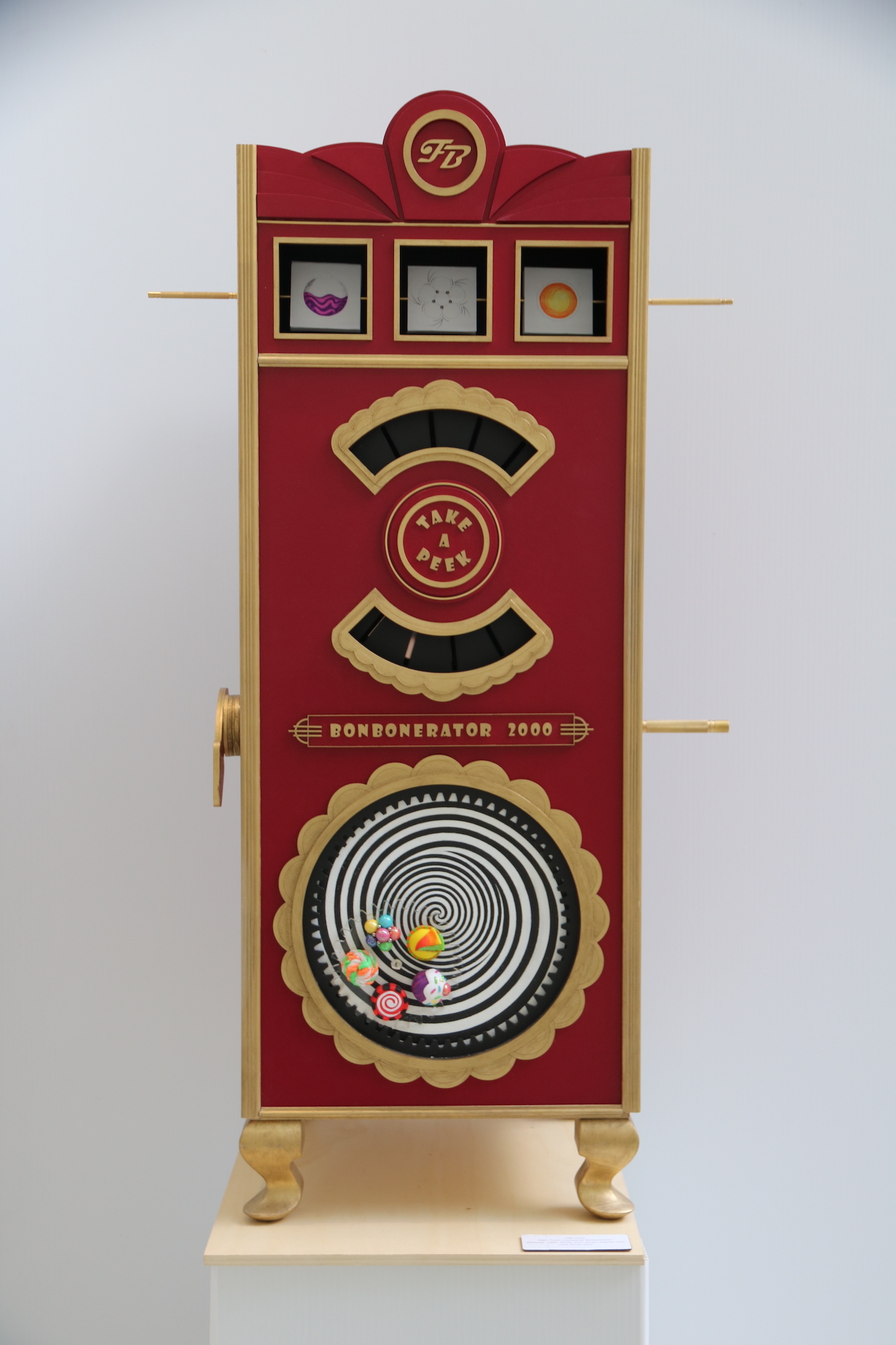 A model sweet dispenser called the Bonbonerator 2000, created by BA (Hons) Modelmaking student S Feast.