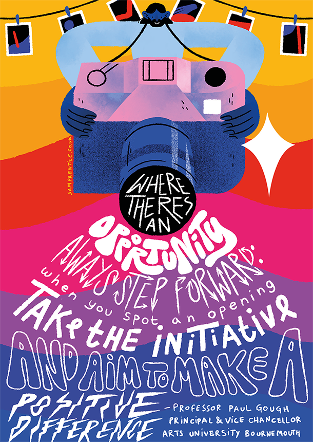 Illustrated card: Where there's an opportunity always step forward when you spot an opening. Take the initiative and aim to make a positive difference.