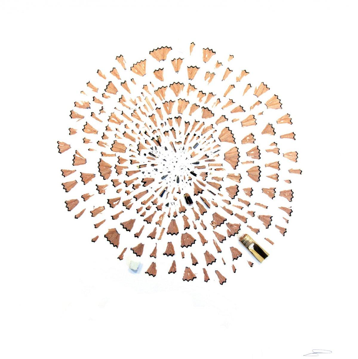 Pencil shavings forming spiral pattern