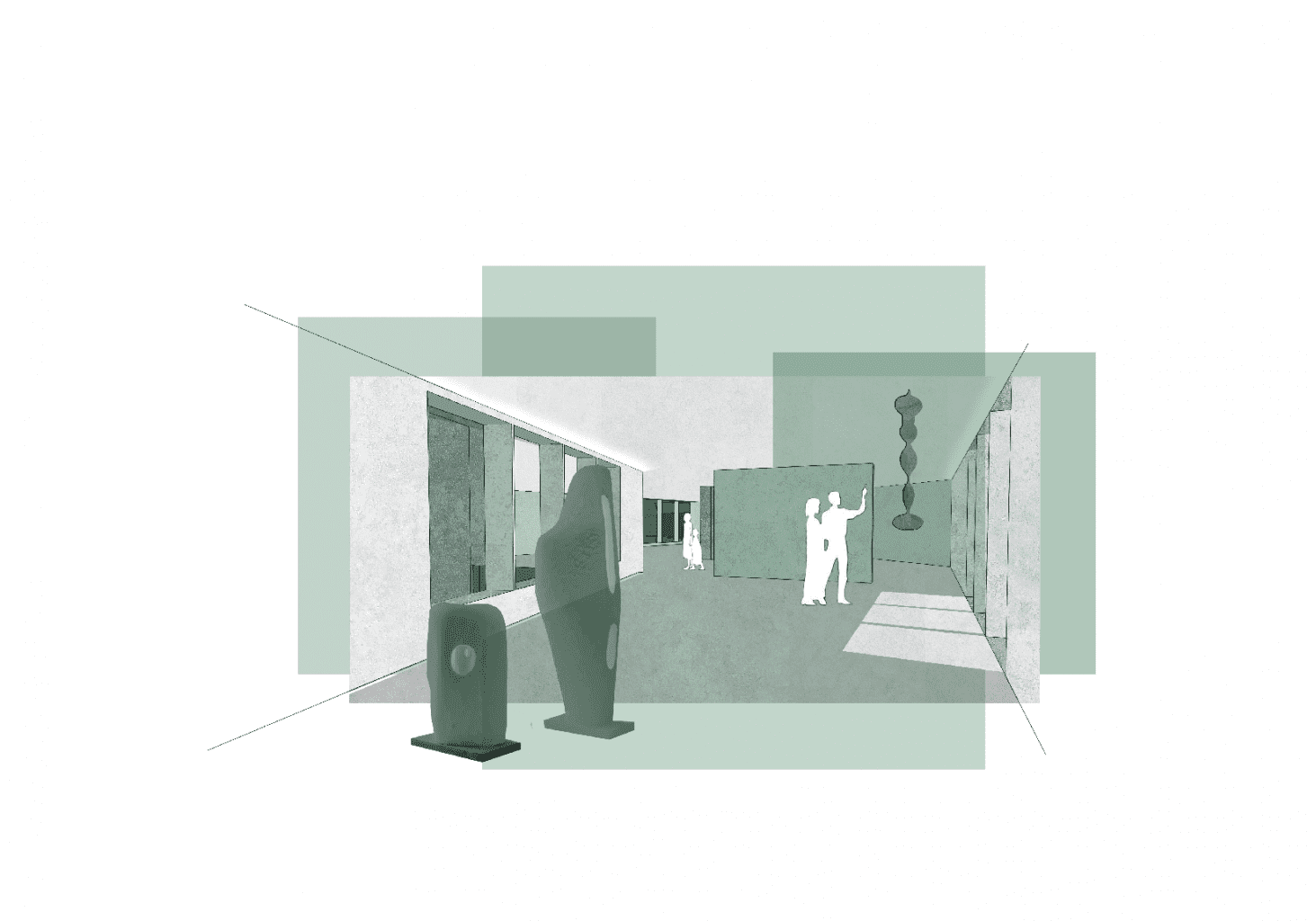 Green interior image, collage.