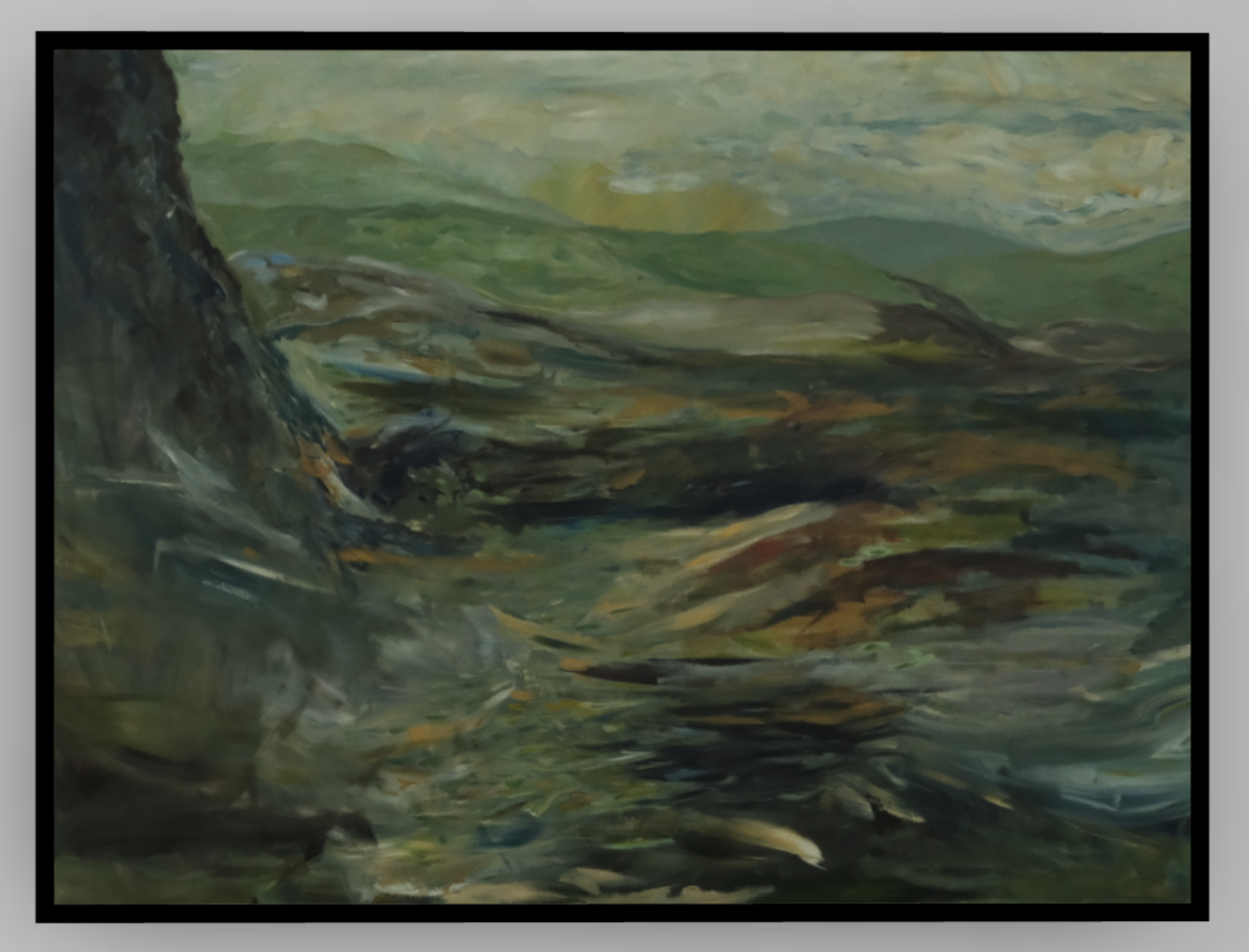 An abstract art piece resembling Lake District and Scottish landscapes.