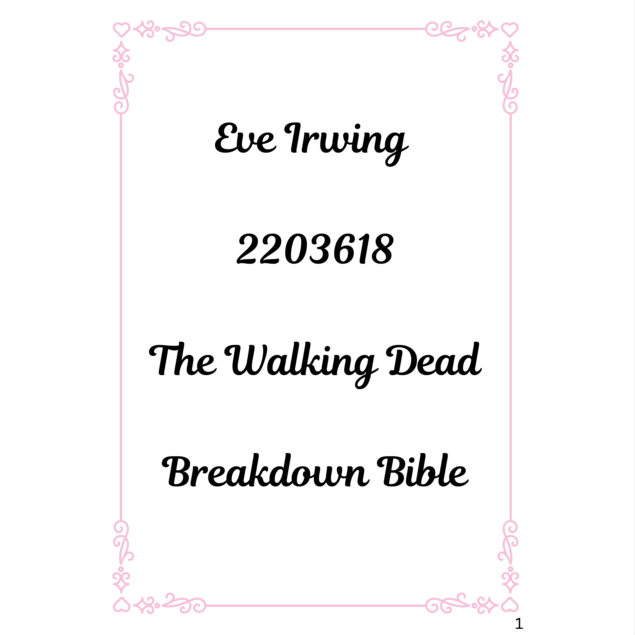 This is my breakdown artist bible for my personal breaking down project inspired by The Walking Dead.