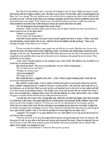Text-heavy page with dense black paragraphs on white background. Multiple sections of justified text in serif font with some dialogue formatting.