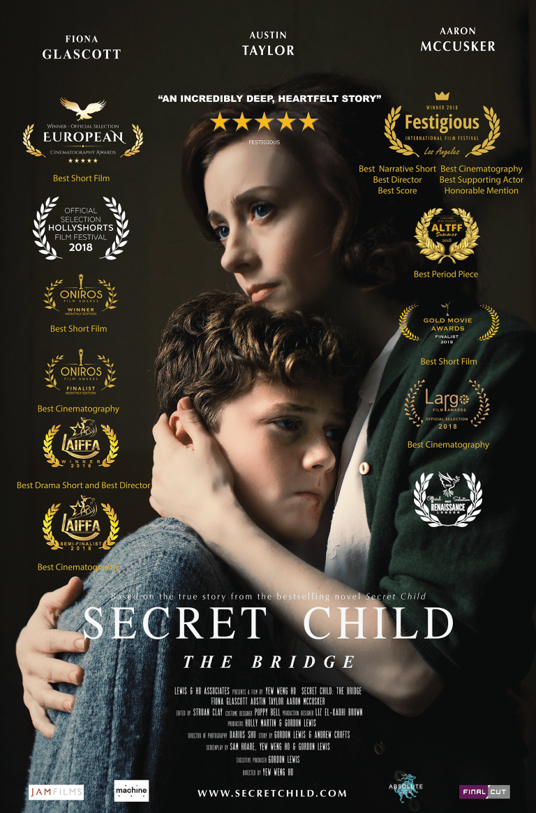 Poster for the film Secret Child: The Bridge. The poster shows a woman holding a child close to her.