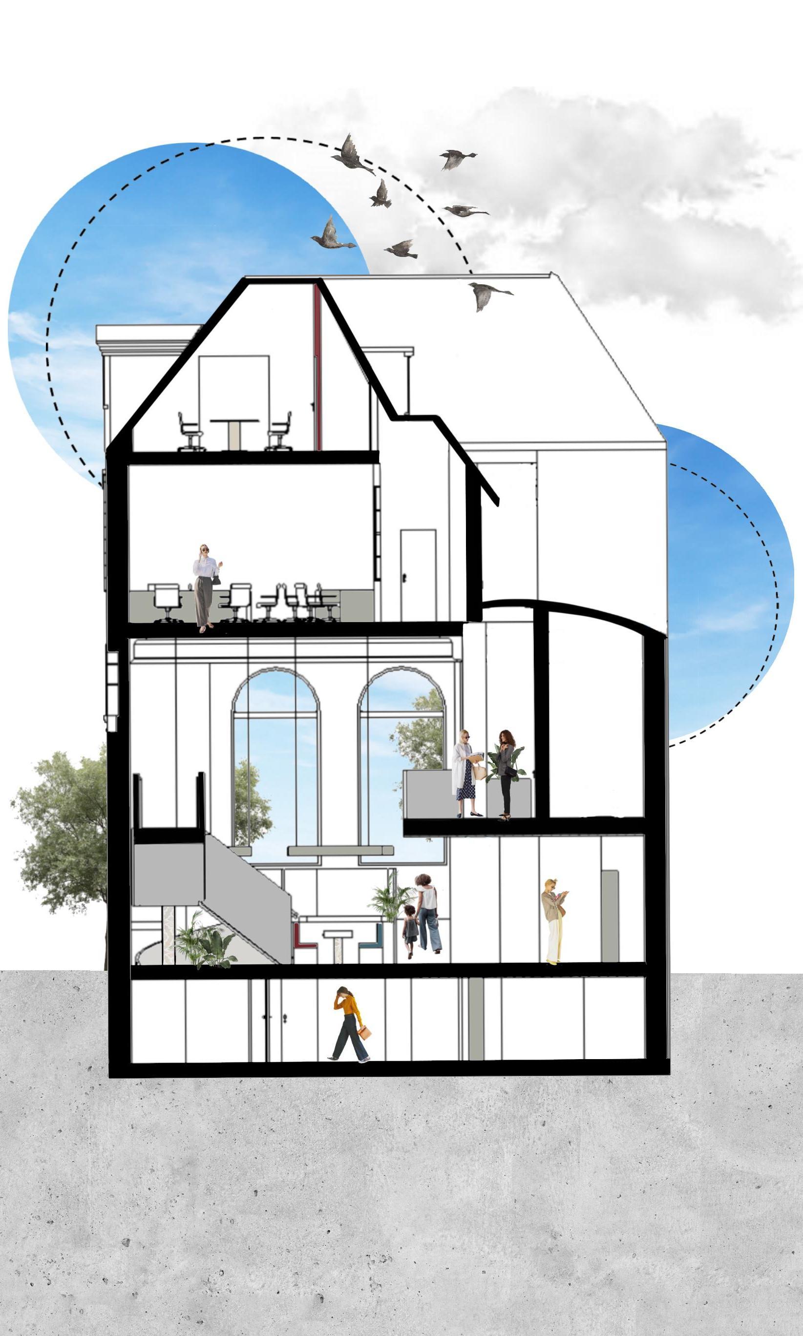 Final Portfolio project, short section view of a house architectural plan.