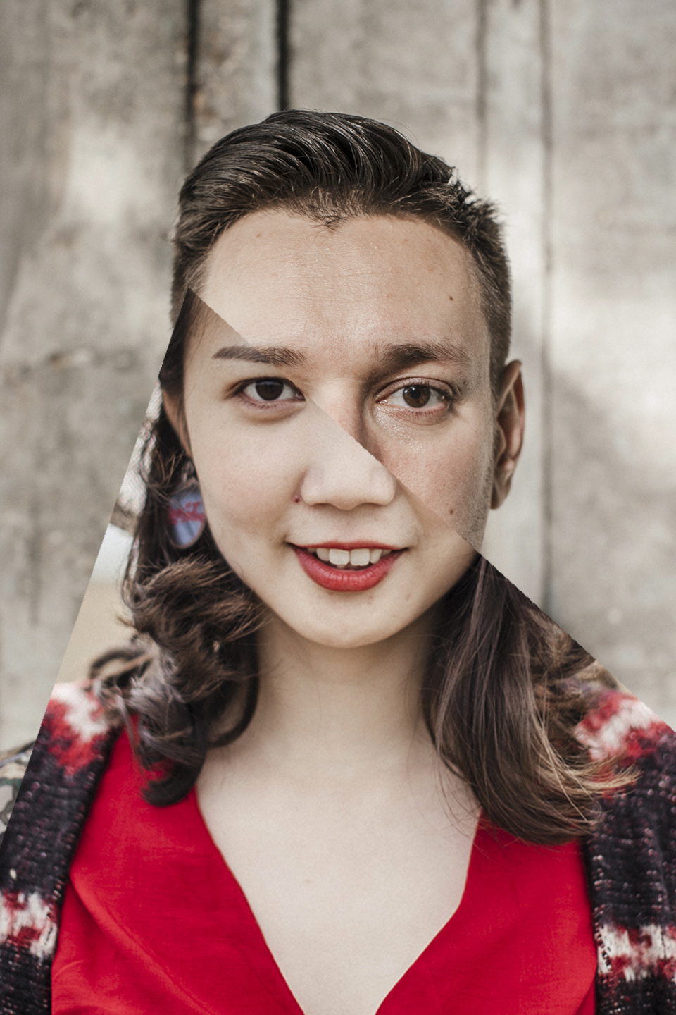 A ladies face made up on multiple faces