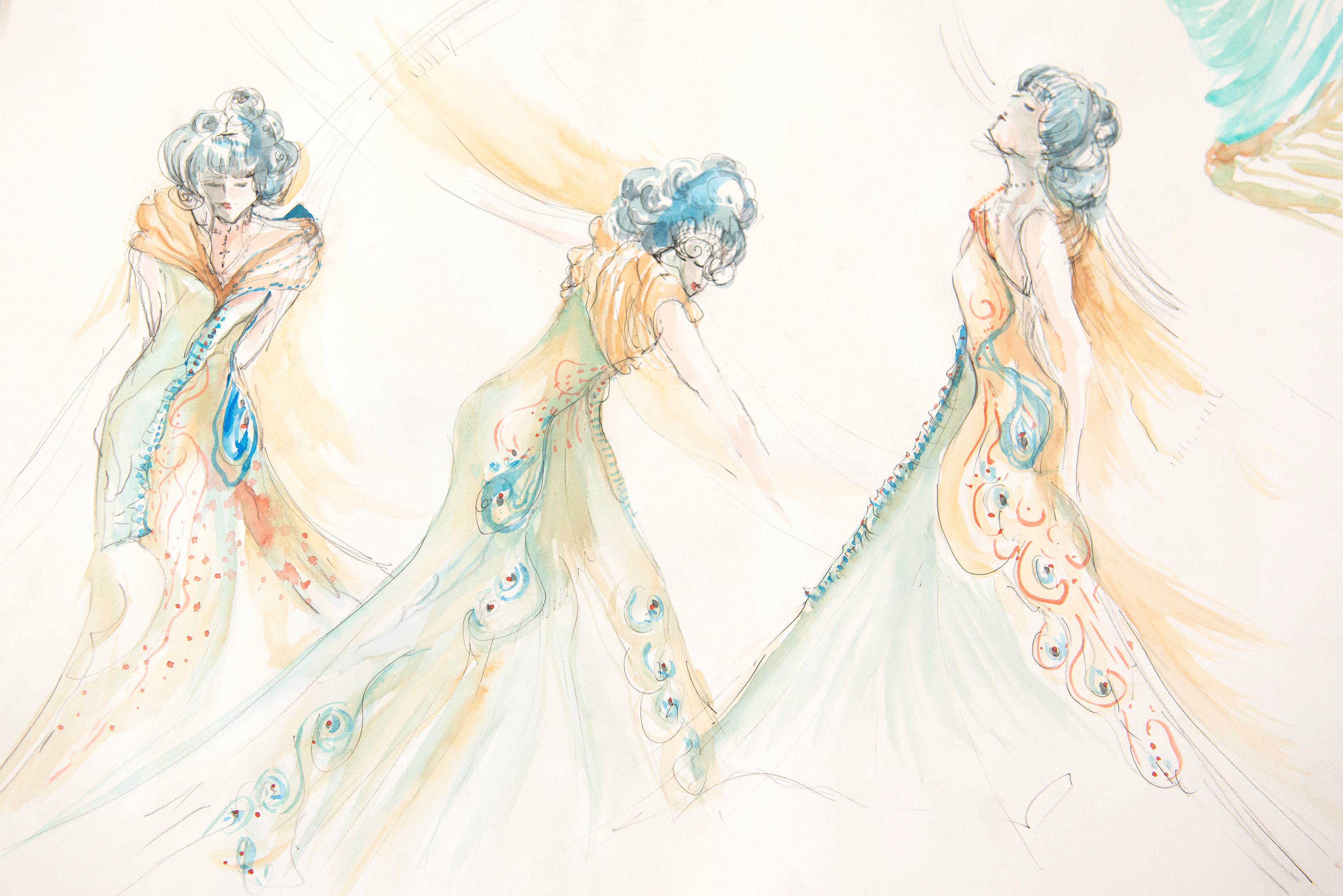 Watercolour of woman in dress
