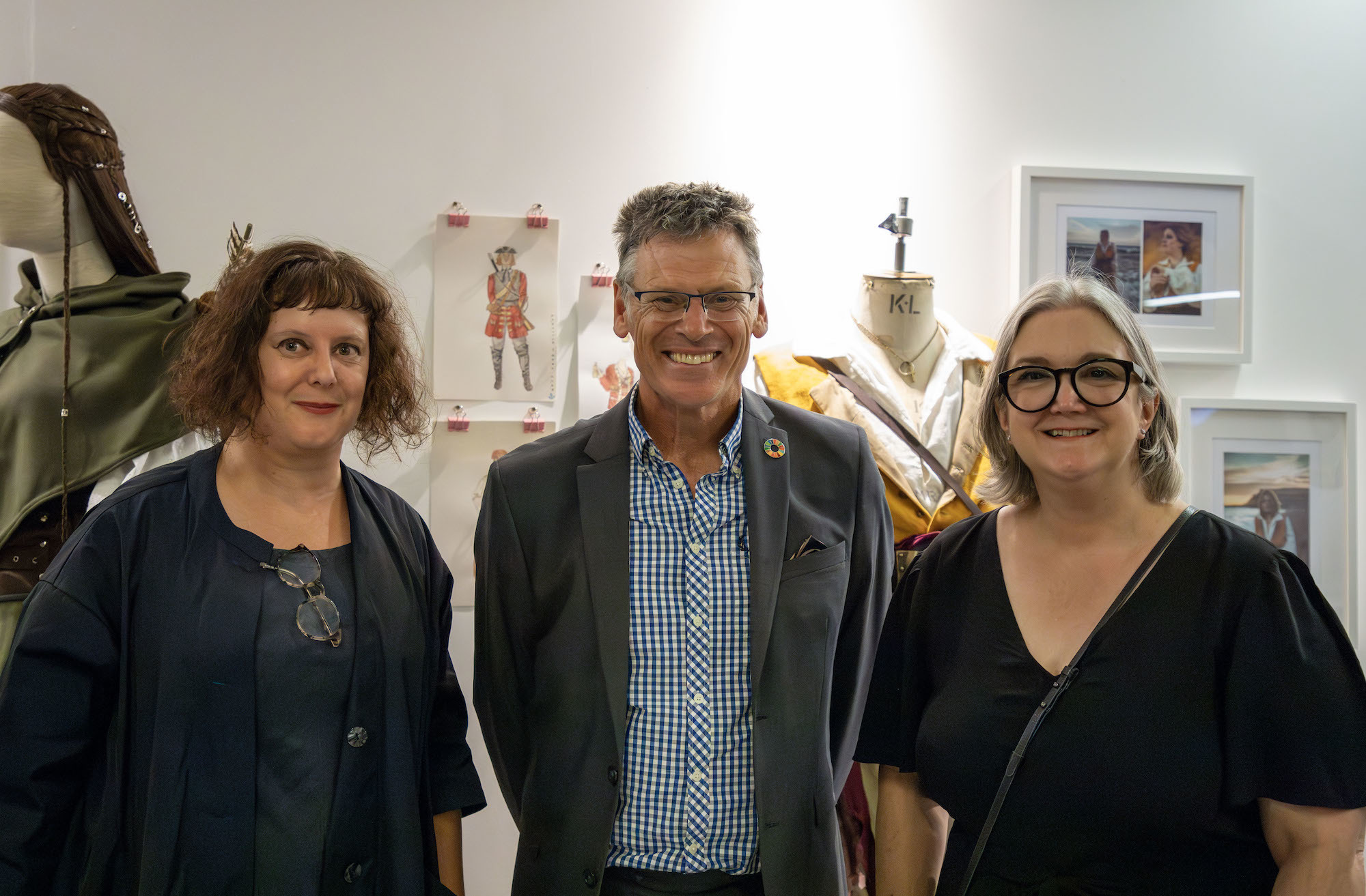 E Shercliff, Professor P Gough and R Pride at the 2023 Snapshot shows on AUB Campus.
