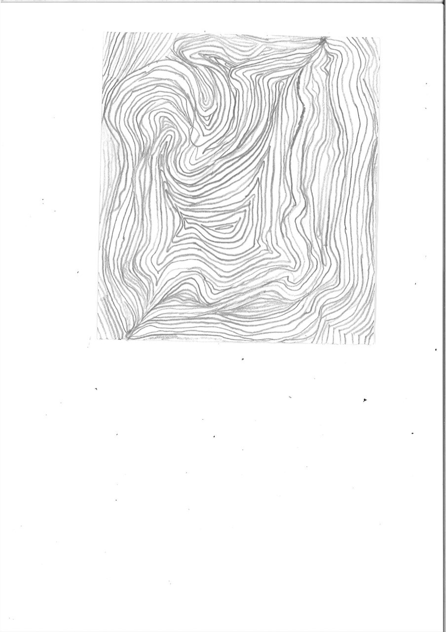 A series of swirling shapes. Each one is drawn around the next.