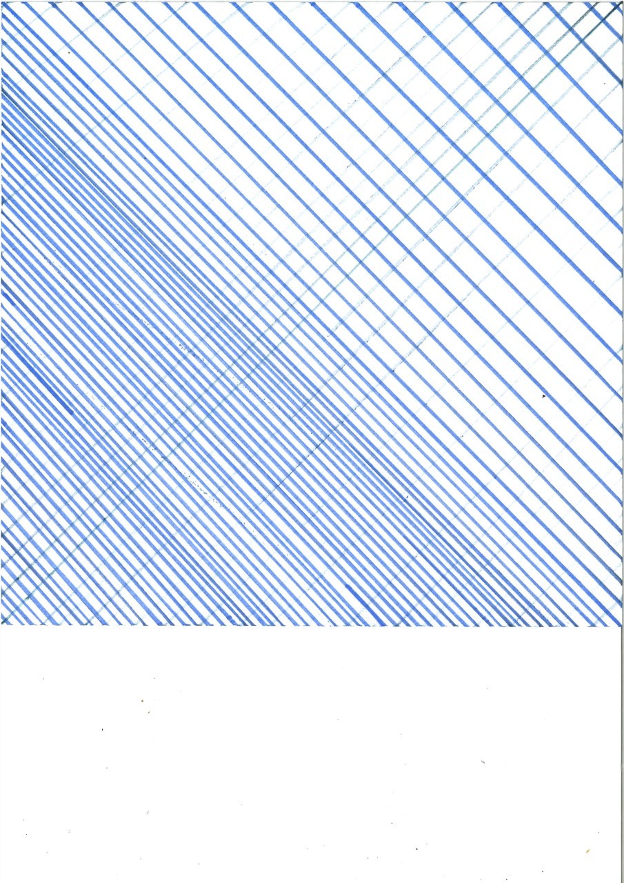 A series of diagonal lines, starting very close together at the bottom-left of the page and getting gradually further apart towards the top-right
