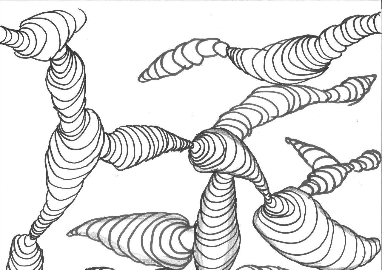 A series of rounded 3D shapes connect