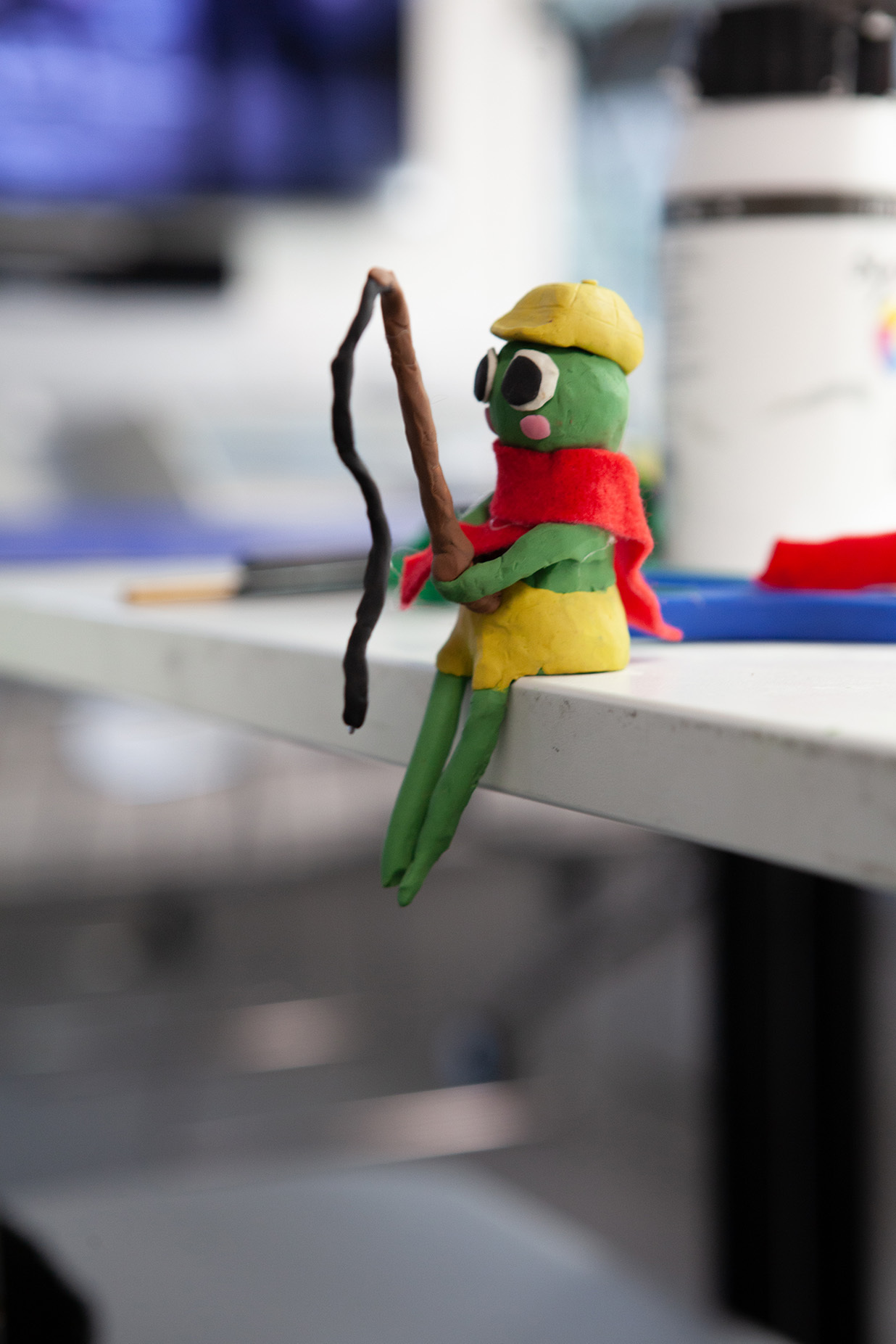 Student working on a stop motion animation.