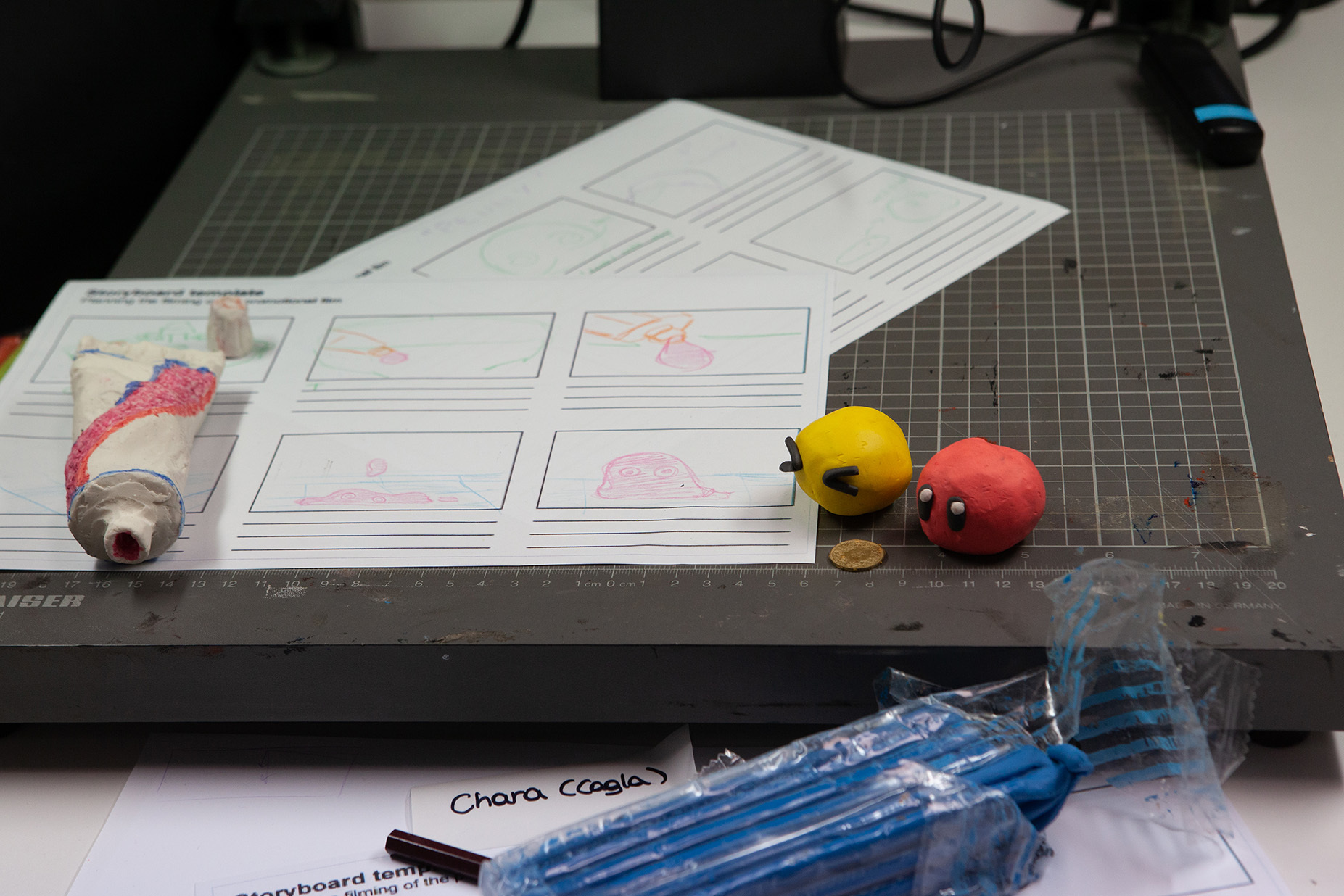 Student working on a stop motion animation.