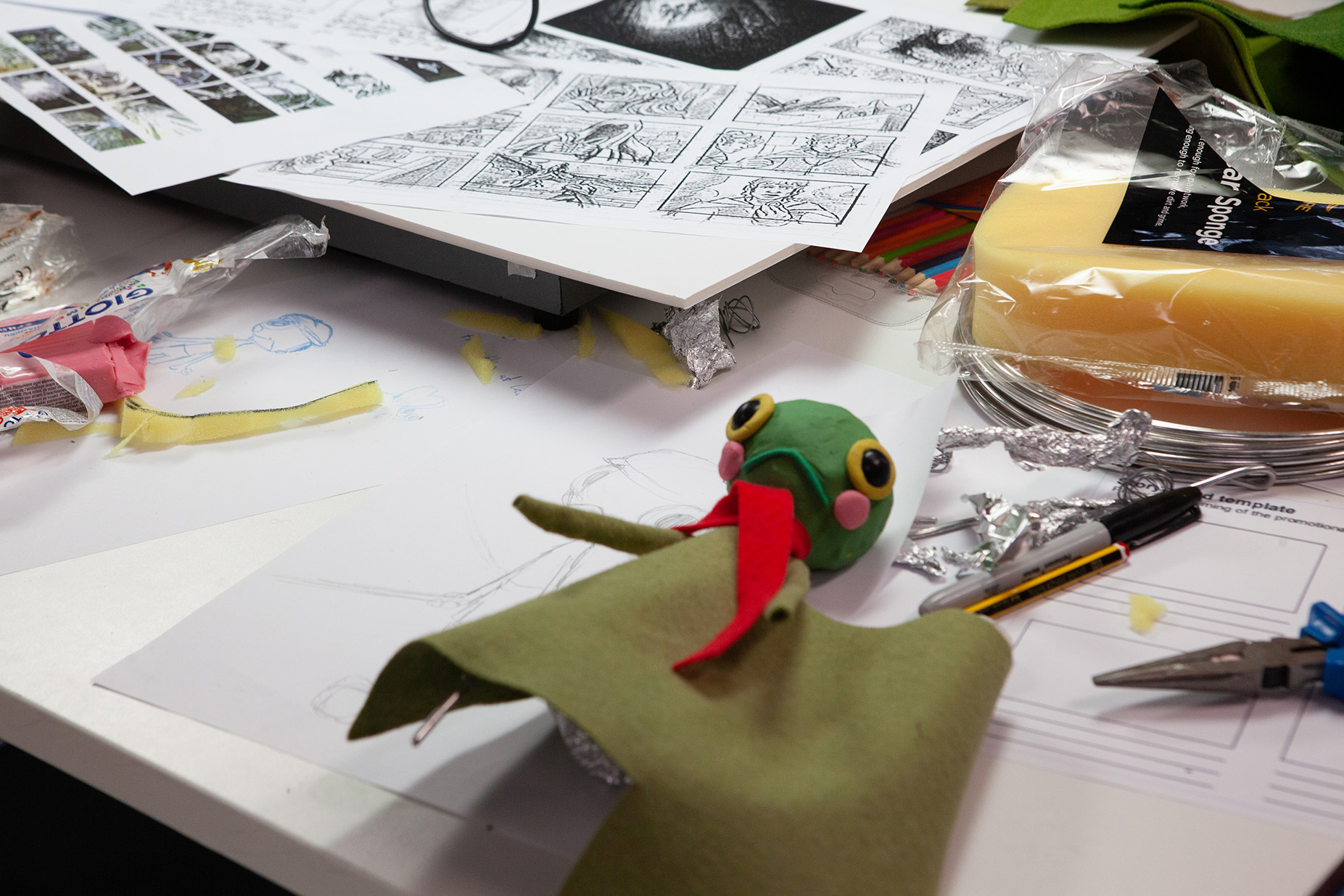 Student working on a stop motion animation.