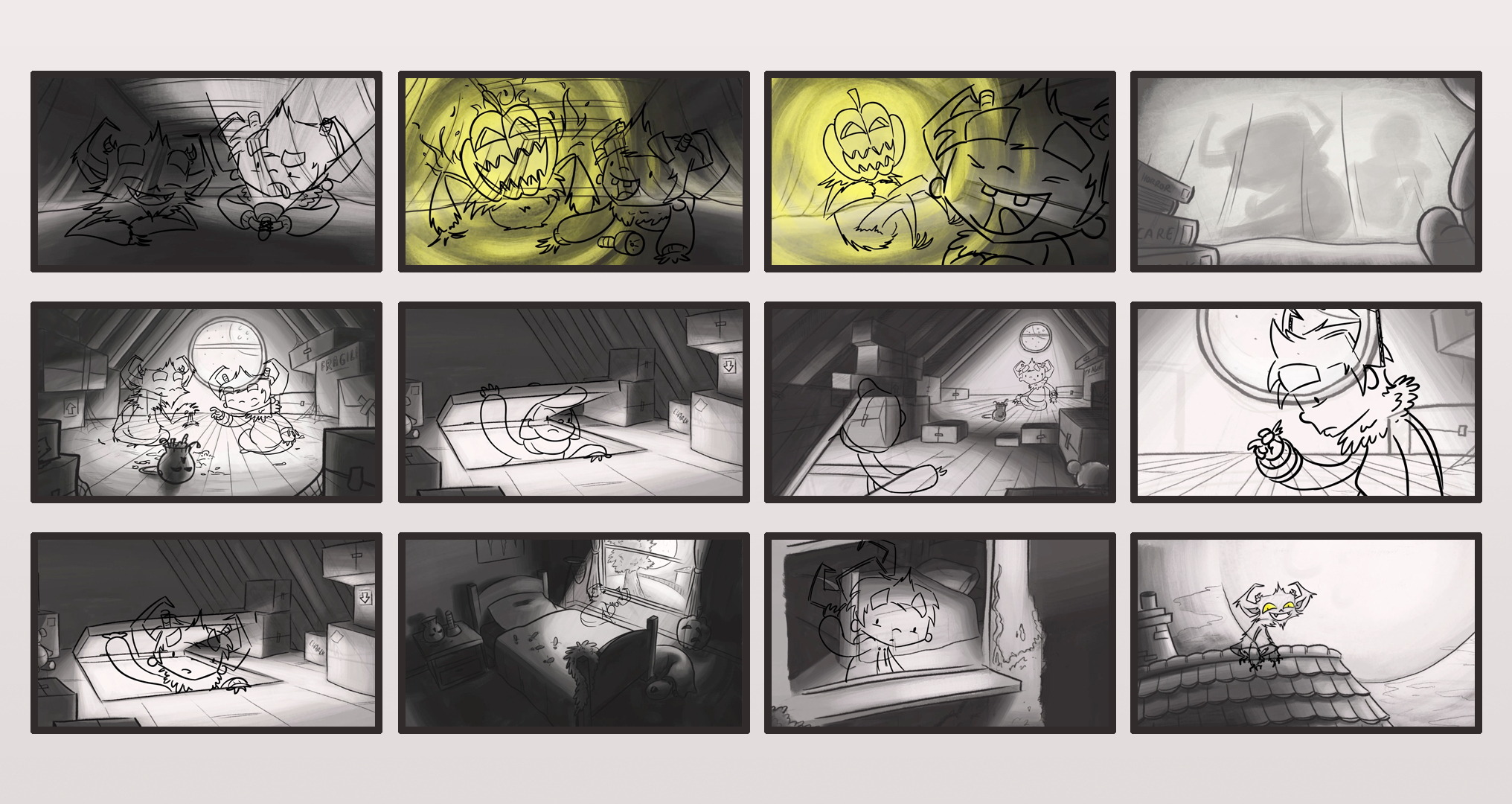 Early storyboard sketches