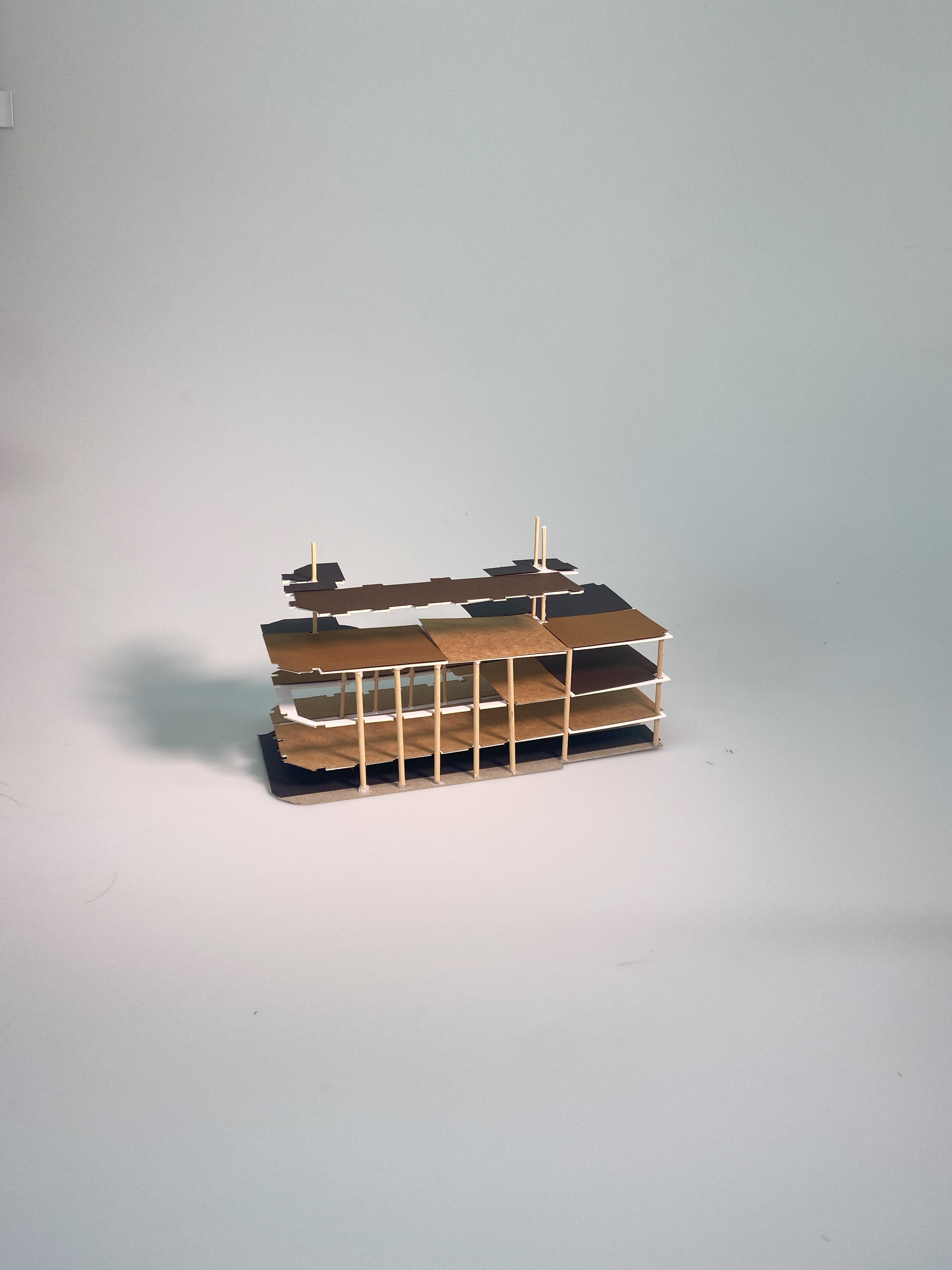 Final Portfolio project, structural model with initial zoning testing, white background.