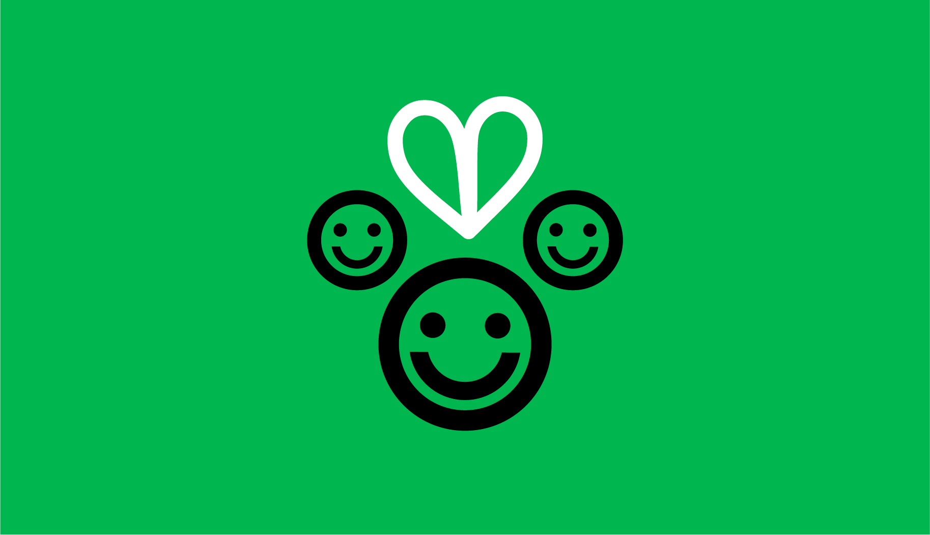 B&W icon on a green background