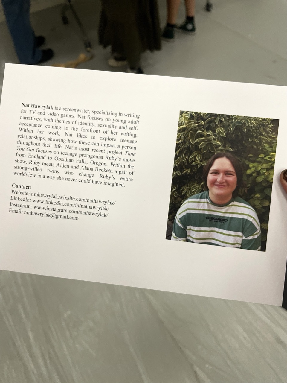 Nat Hawrylak's Summer Show bio.