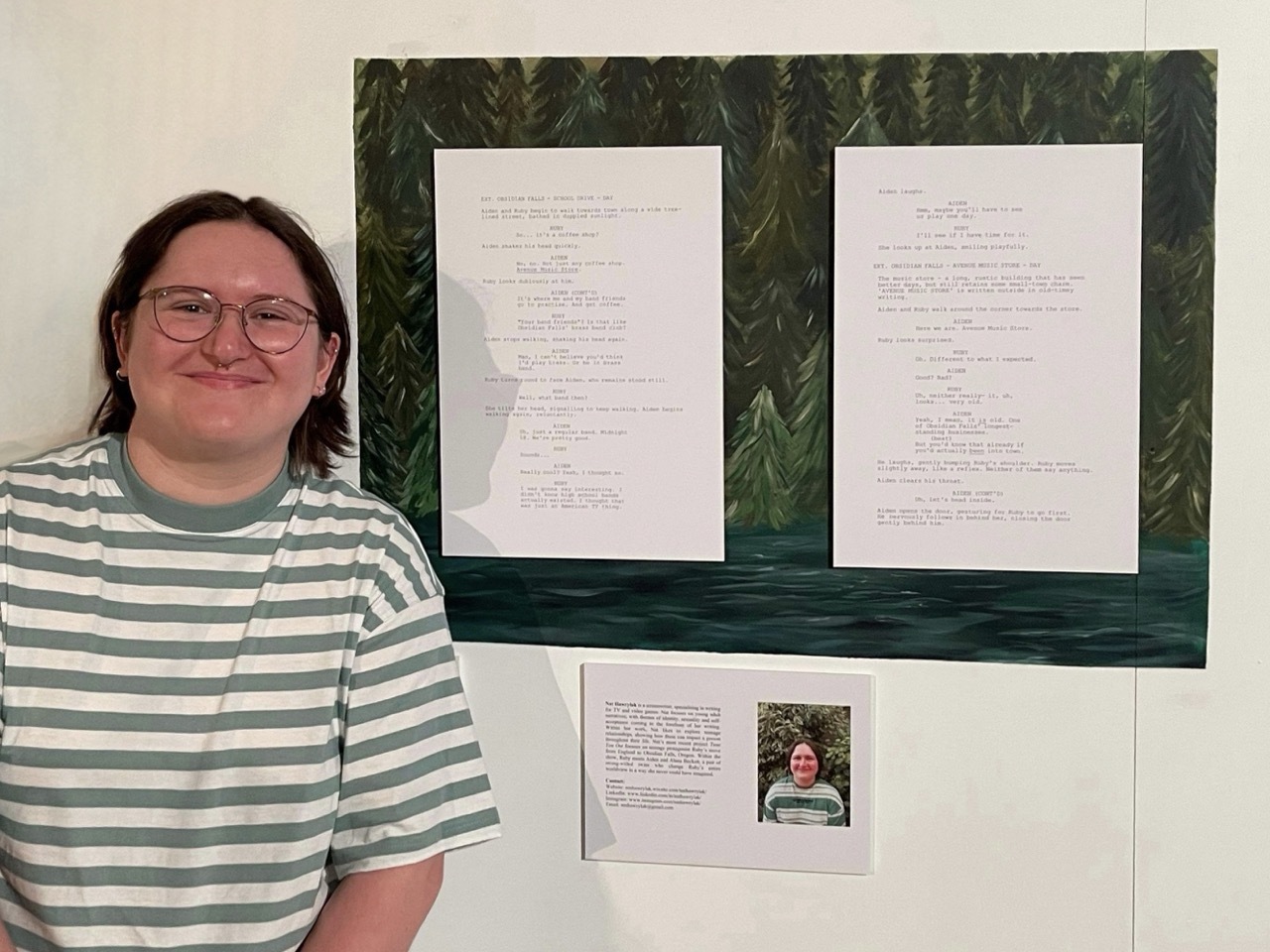 Nat Hawrylak stood beside their Summer Show extract.