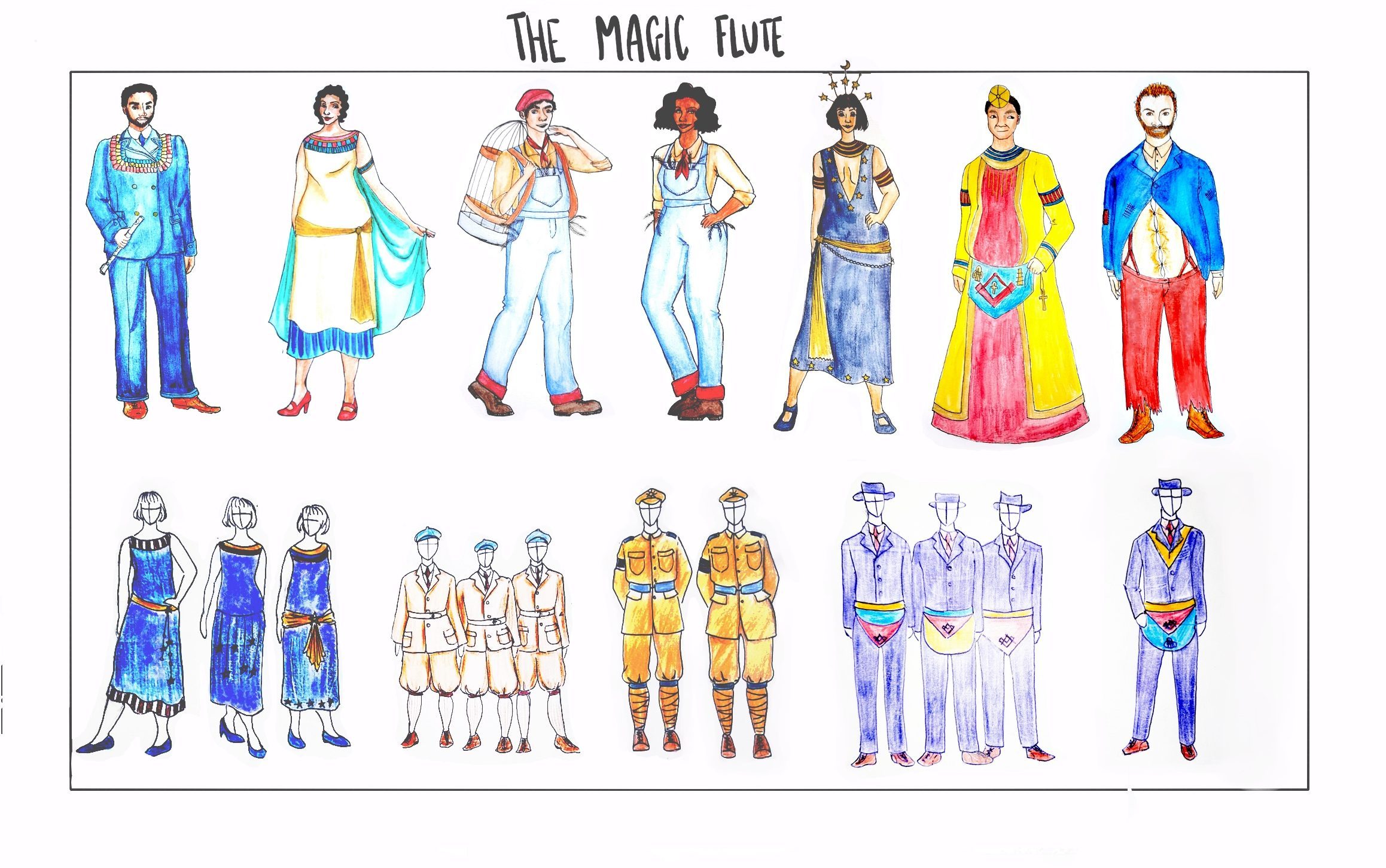 Costume designs inspired by The Magic Flute