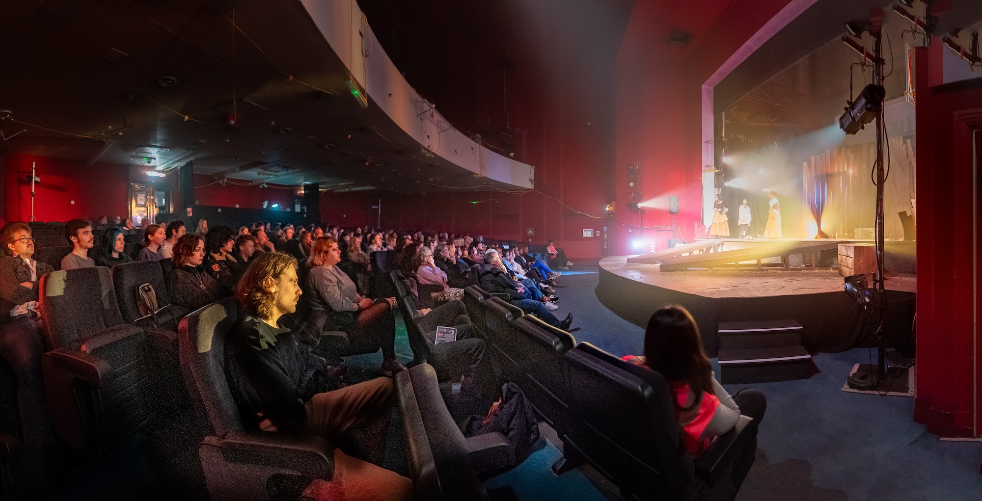 The auditorium of the Palace Court Theatre in Bournemouth filled with people watching AUB Productions' The Ballad of Maria Marten.