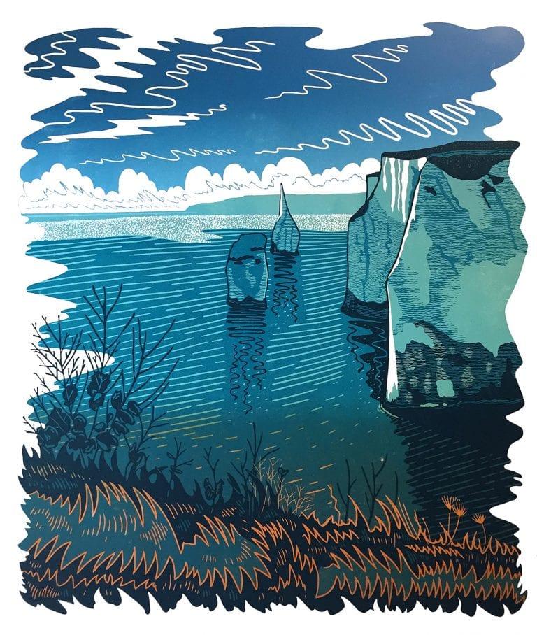 Painting of coast line