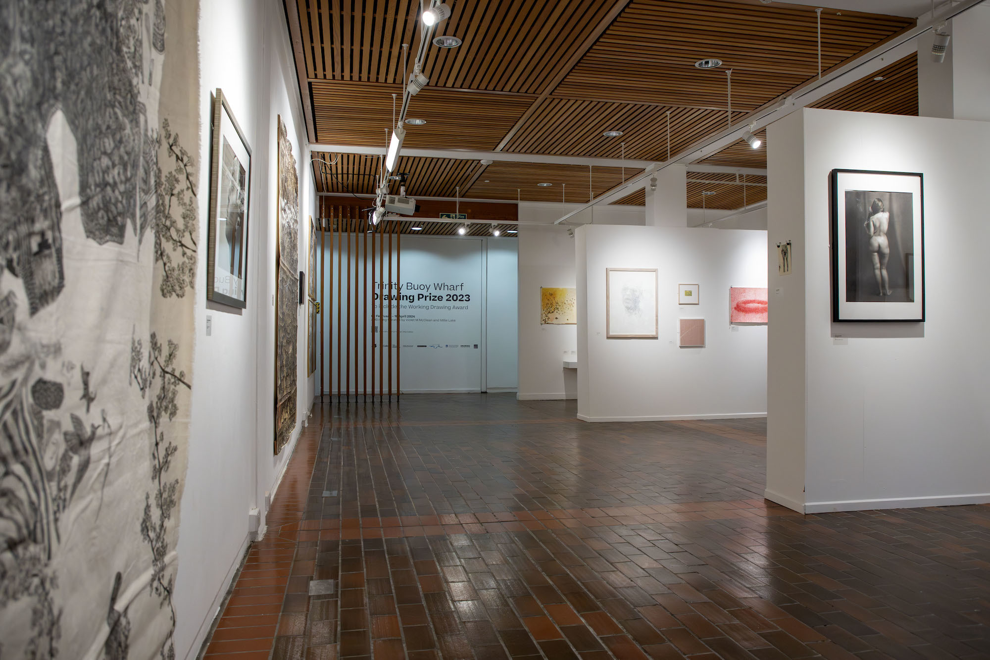 Open space at TheGallery at AUB during the Trinity Buoy Wharf Drawing Prize exhibition 2024.