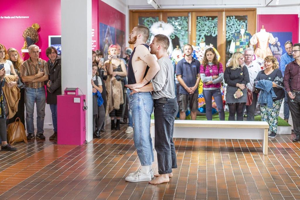 Two AUB Dance Alumni performing a dance at theGallery's 20 year celebration