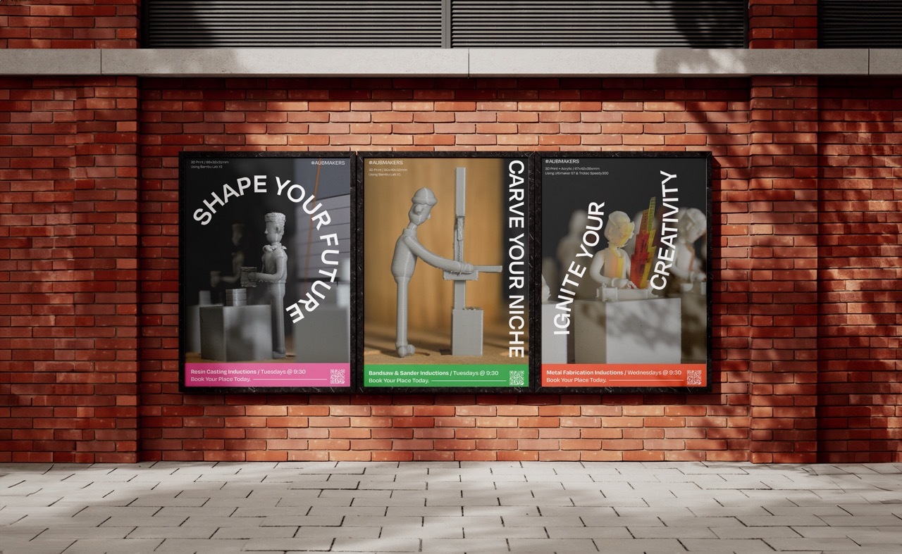 Mock-up of promotional posters, featuring the 3D Zoetrope, for AUB Workshops.