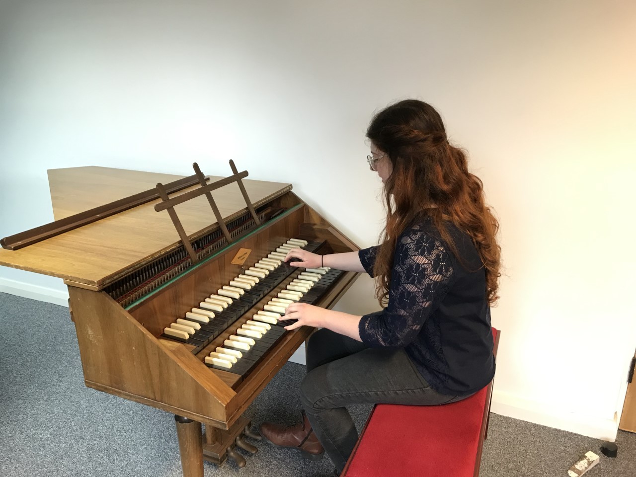 Student playing piano