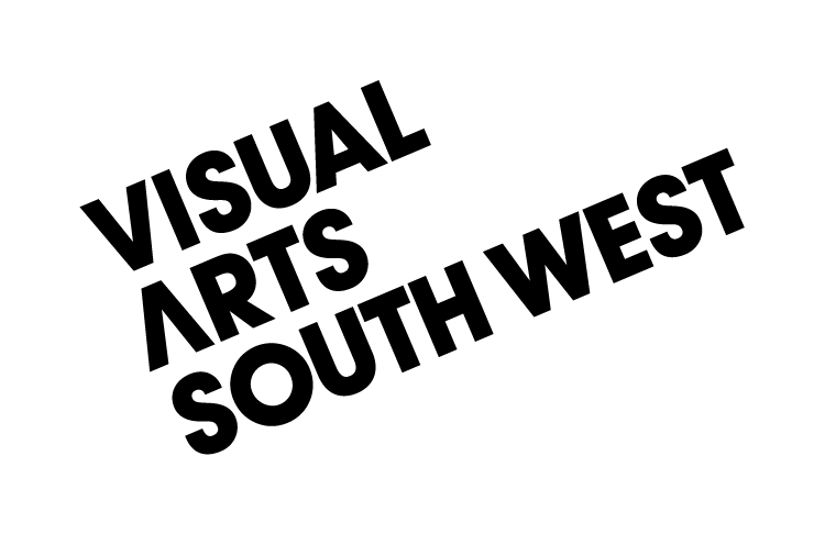 Banner with black text reading "Visual Arts South West".