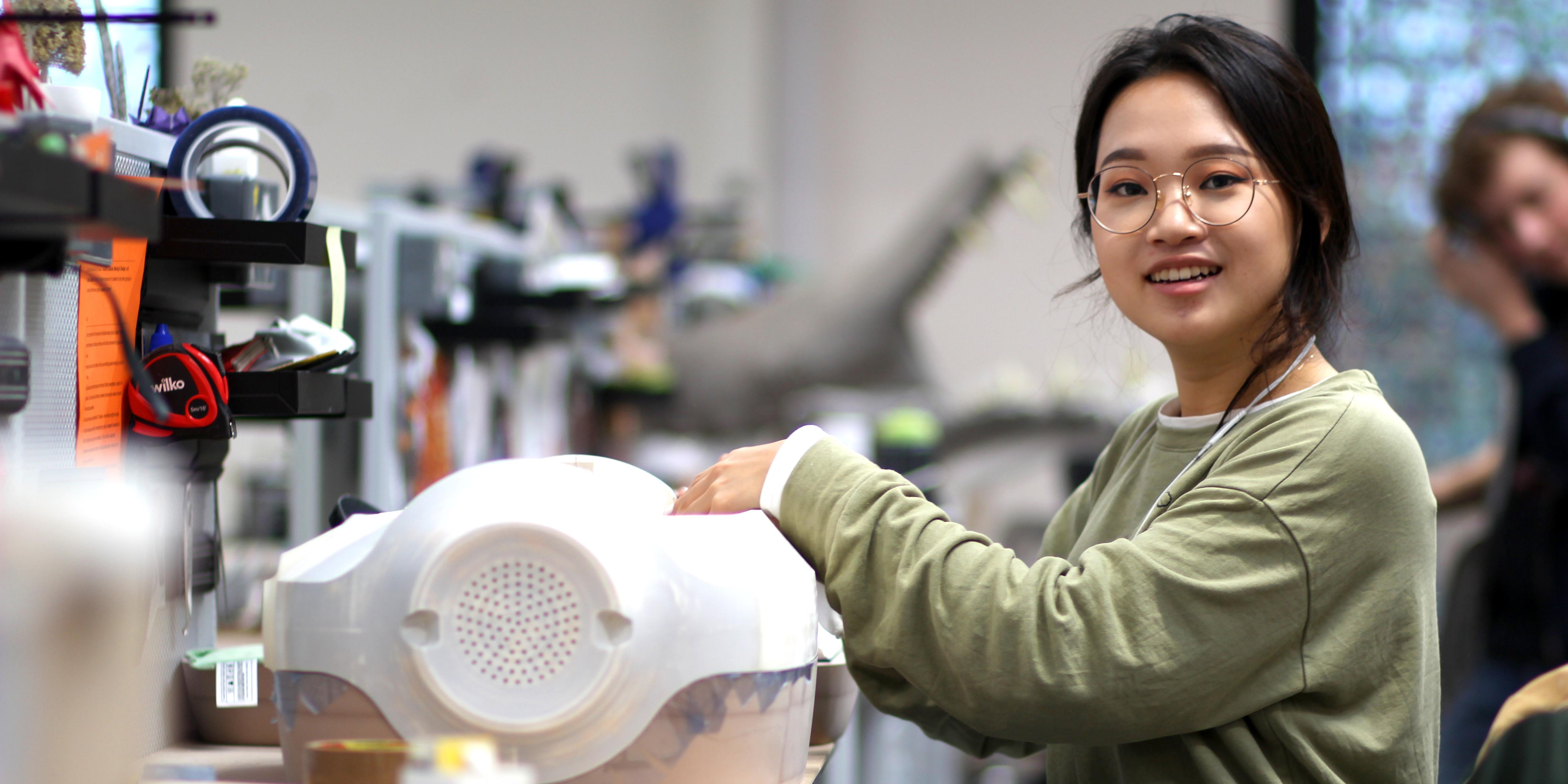 Yudit Lee working in AUB's modelmaking studio