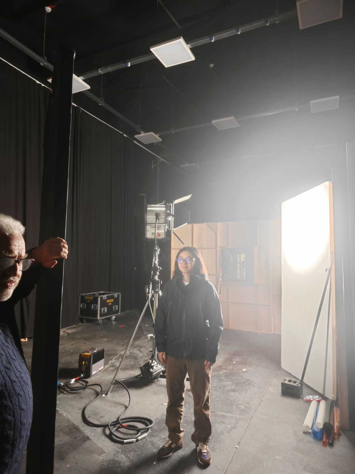 MA Film Practice student Z Chu behind the scenes on a film set at Arts University Bournemouth.