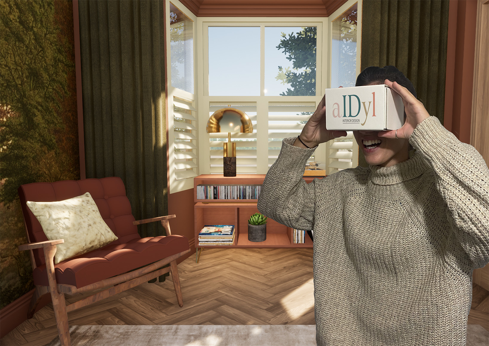 A digital render of an interior design